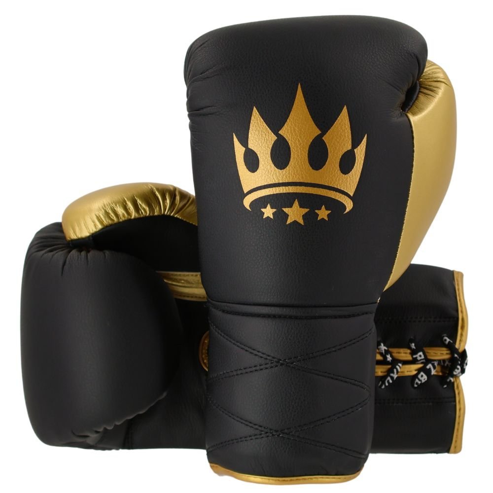 Playerz Power Lace Boxing Gloves Black Gold