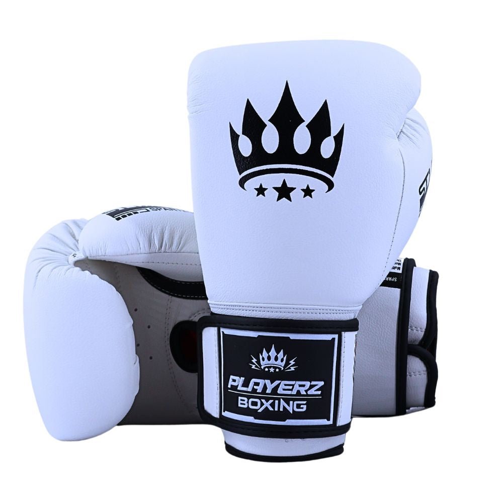 Playerz SparTech Boxing Gloves - White/Black - Playerz Boxing