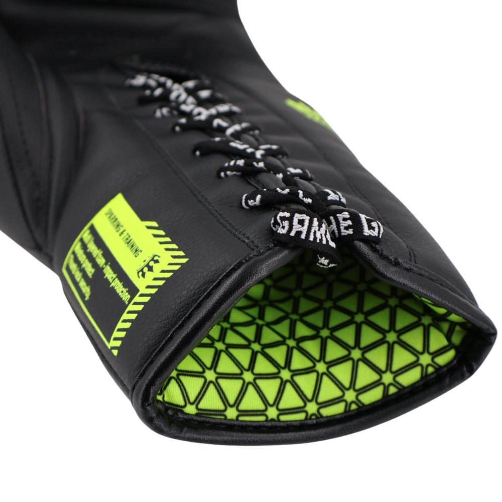 Playerz SparTech Lace Boxing Gloves - Black/Neon - Playerz Boxing