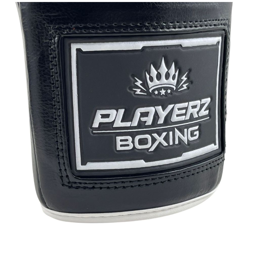 Playerz SparTech Lace Boxing Gloves - Black/White - Playerz Boxing
