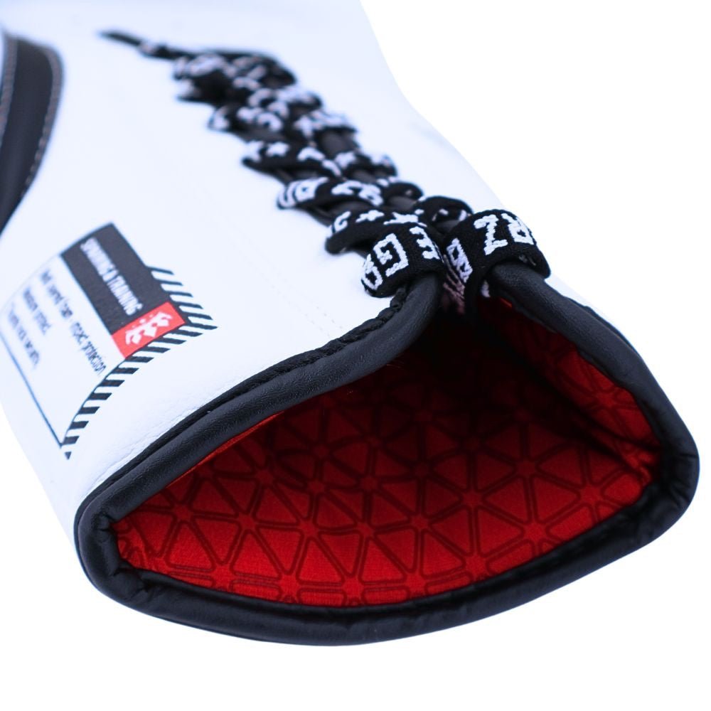 Playerz SparTech Lace Boxing Gloves - White/Black - Playerz Boxing