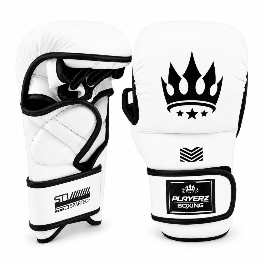 MMA Sparring Gloves - White/Black | Premium Quality