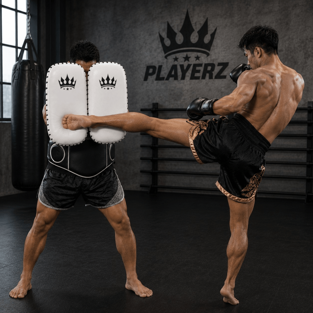 Playerz CoachTech Kick Pads - White - Playerz Boxing