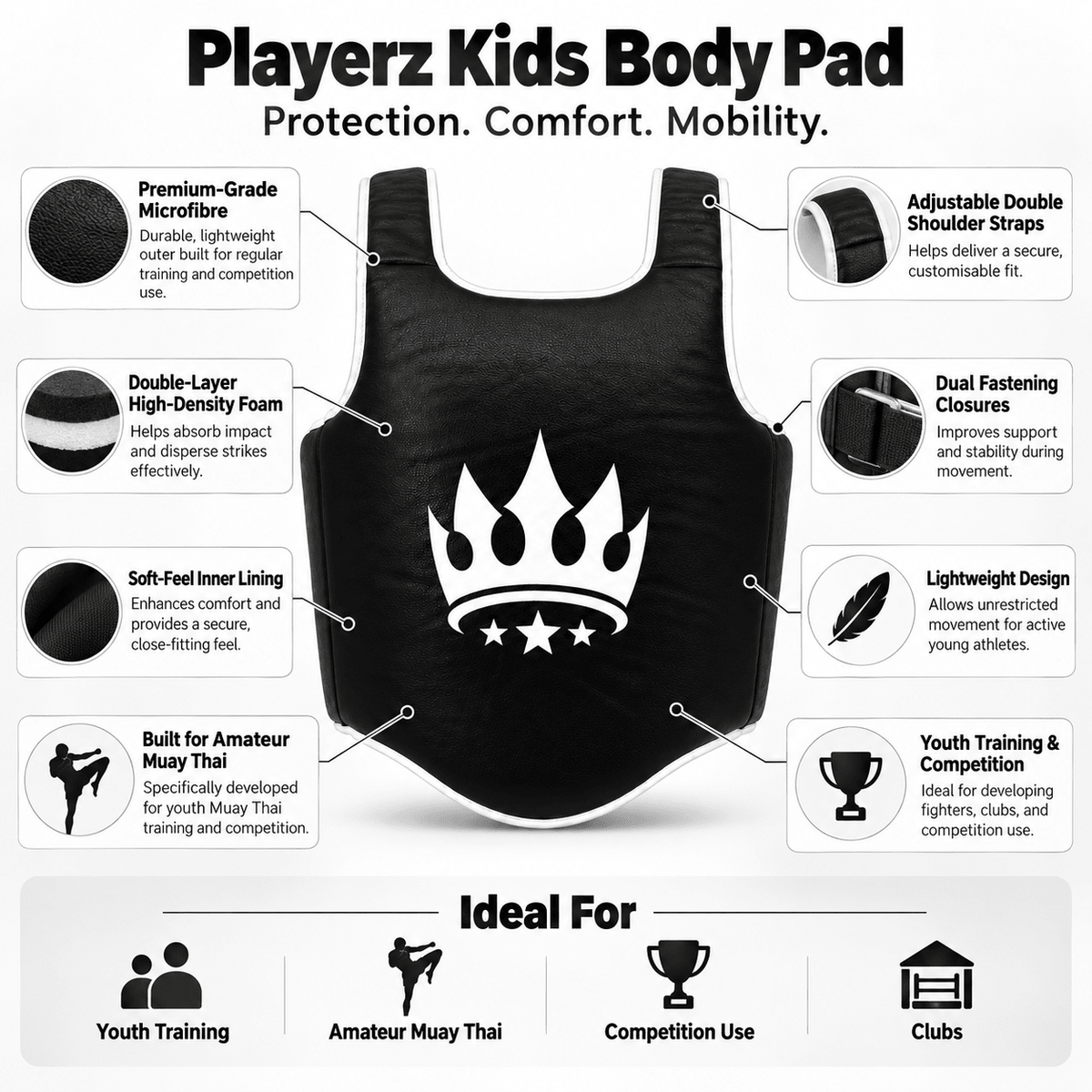 Playerz Kids Body Pad - Black - Playerz Boxing