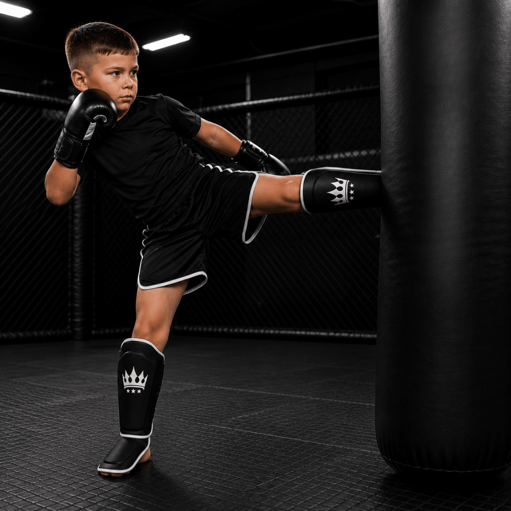Playerz Kids SparTech Shin Guard - Black - Playerz Boxing
