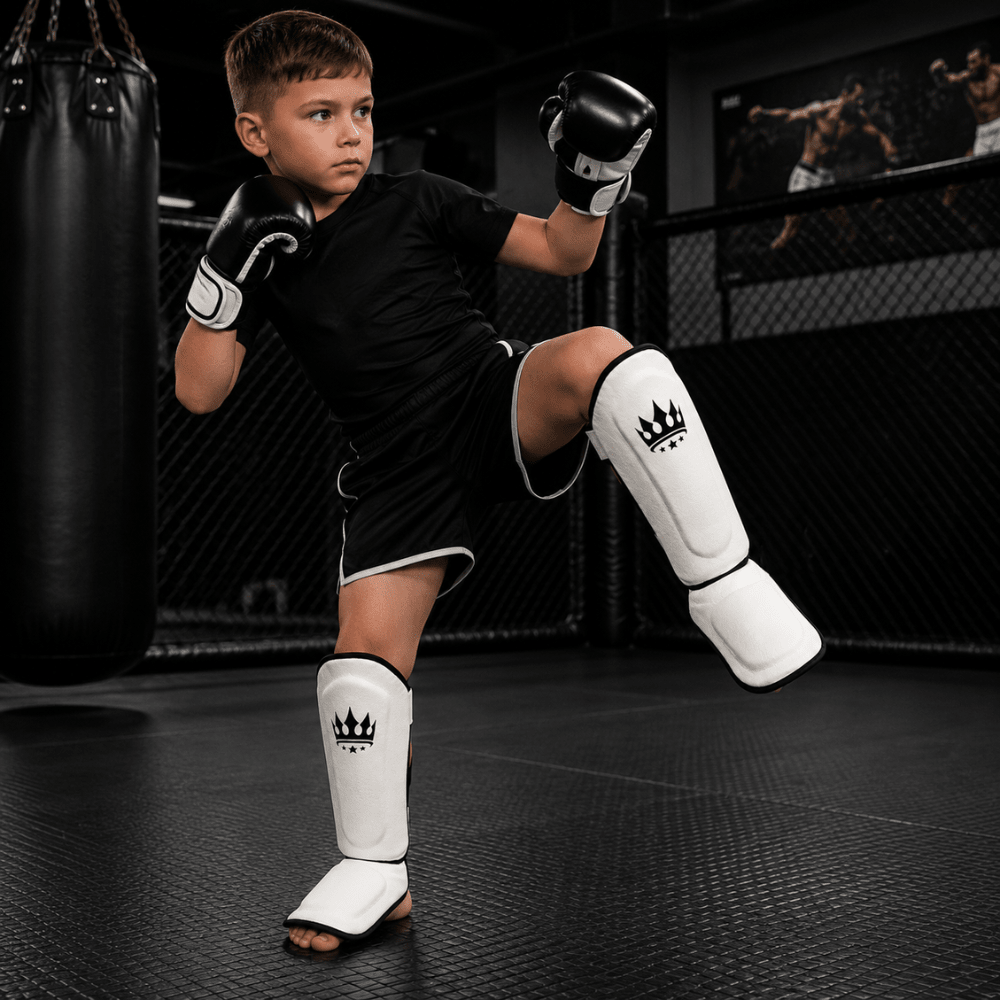 Playerz Kids SparTech Shin Guard - White - Playerz Boxing