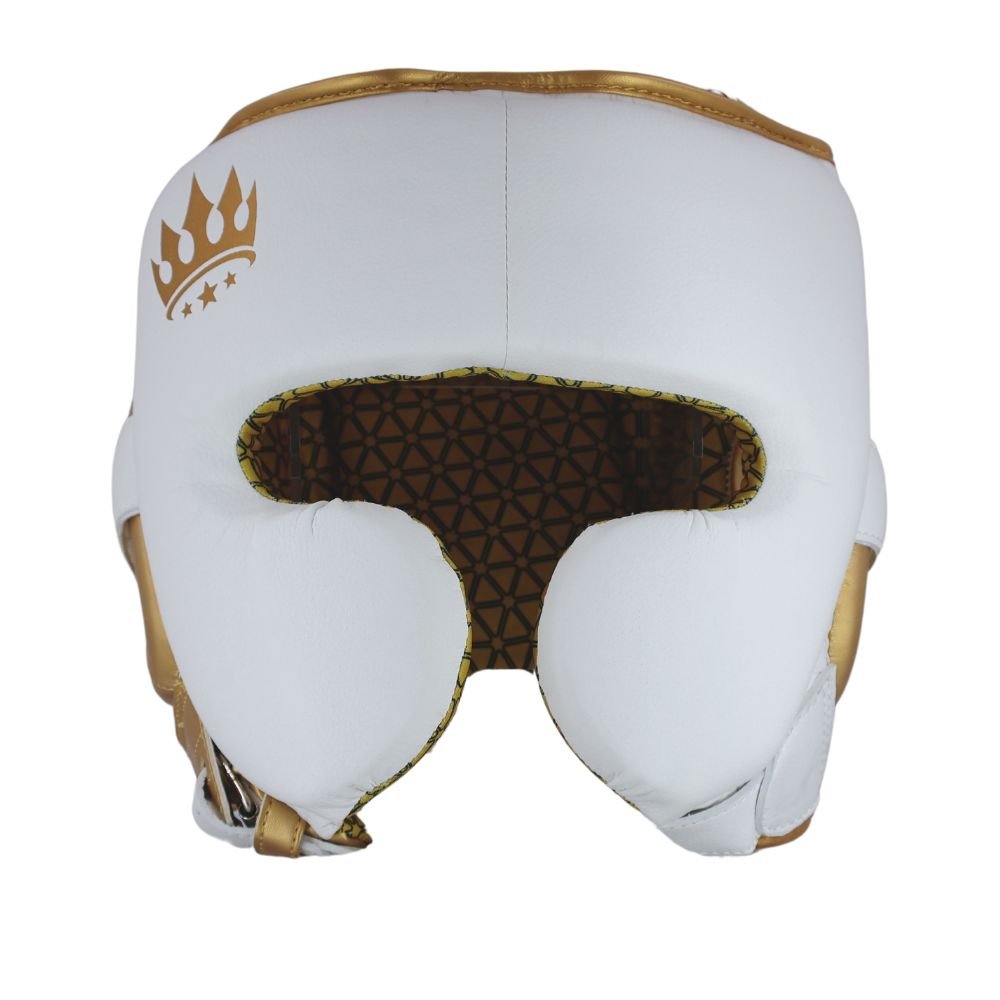 Playerz Power Head Guard - White/Gold - Playerz Boxing