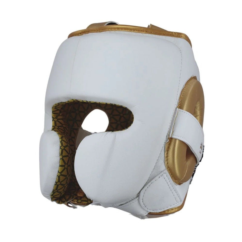 Playerz Power Head Guard - White/Gold - Playerz Boxing