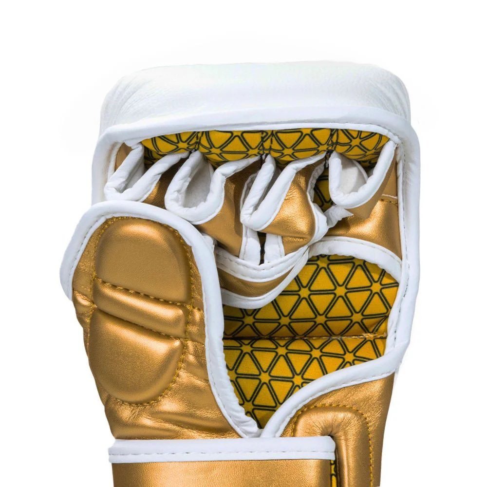 Playerz Power MMA Sparring Gloves - White/Gold - Playerz Boxing