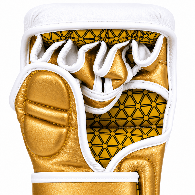 Playerz Power MMA Sparring Gloves - White/Gold - Playerz Boxing
