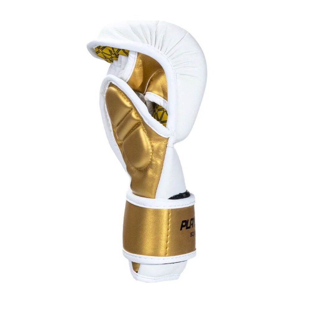 Playerz Power MMA Sparring Gloves - White/Gold - Playerz Boxing