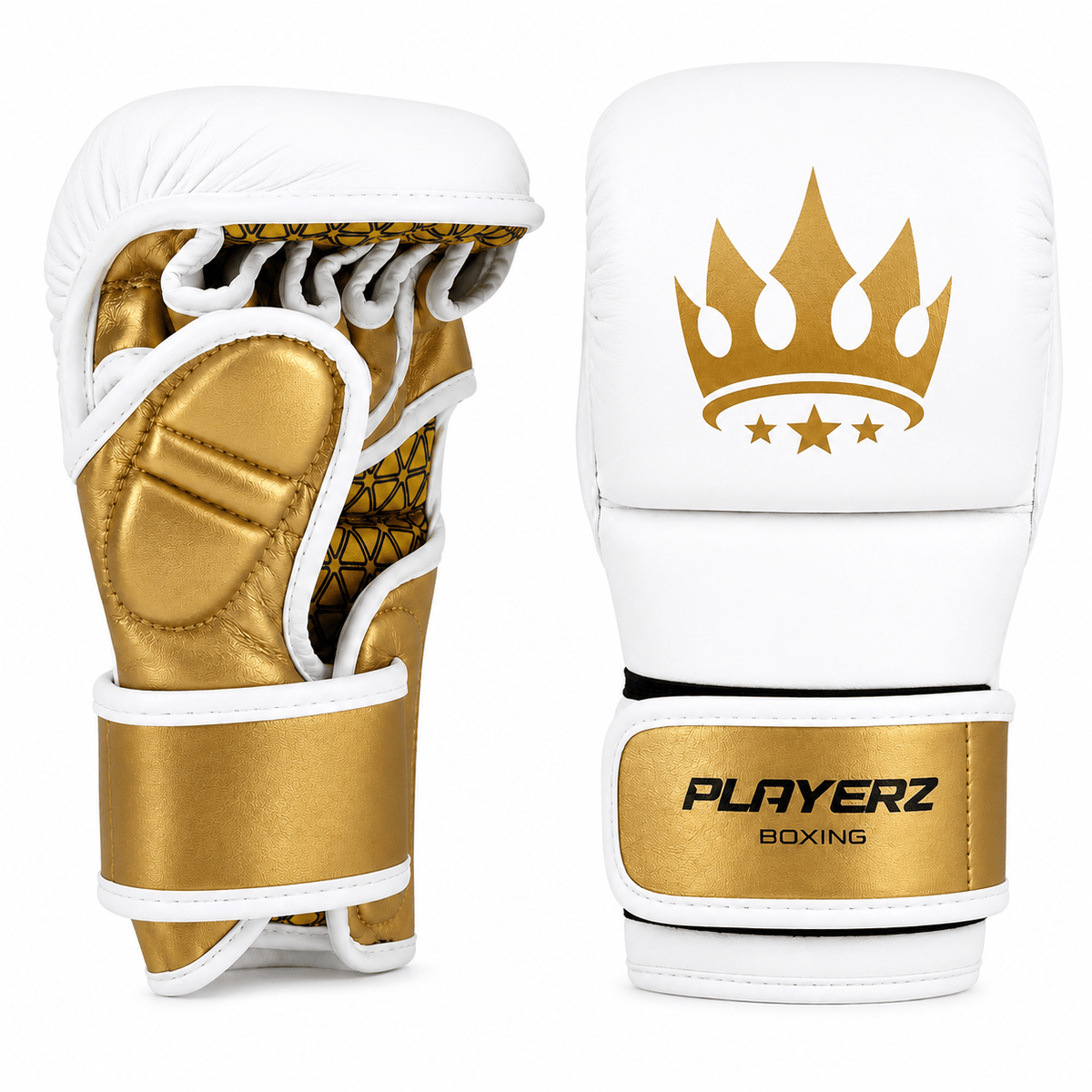 Playerz Power MMA Sparring Gloves - White/Gold - Playerz Boxing