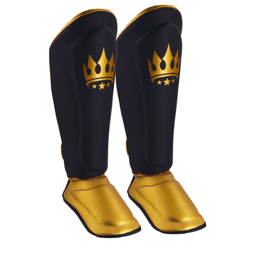 Playerz Power Shin Guards - Black/Gold - Playerz Boxing