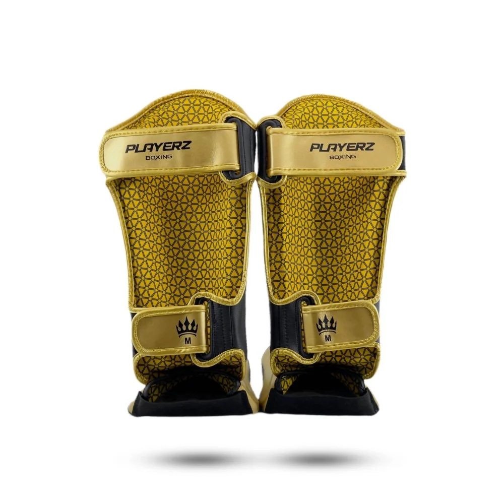 Playerz Power Shin Guards - Black/Gold - Playerz Boxing