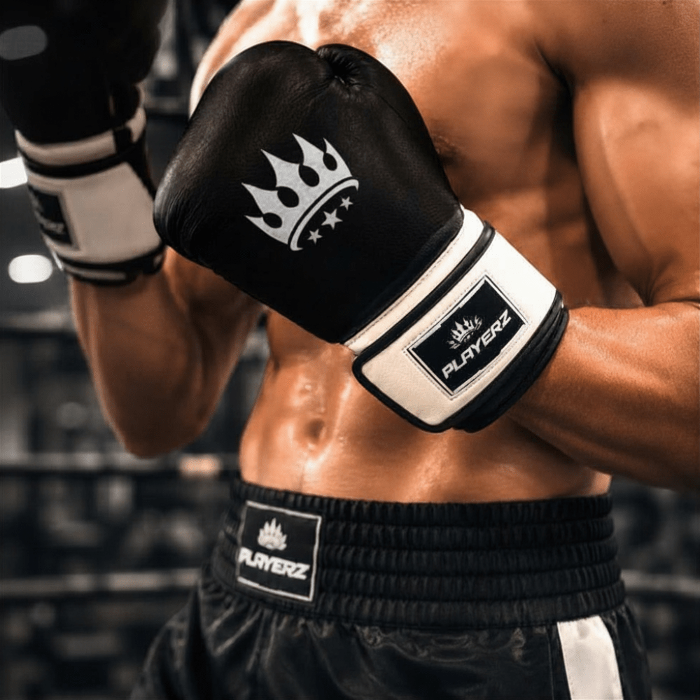 Playerz ProTech Boxing Gloves Velcro - Black - Playerz Boxing