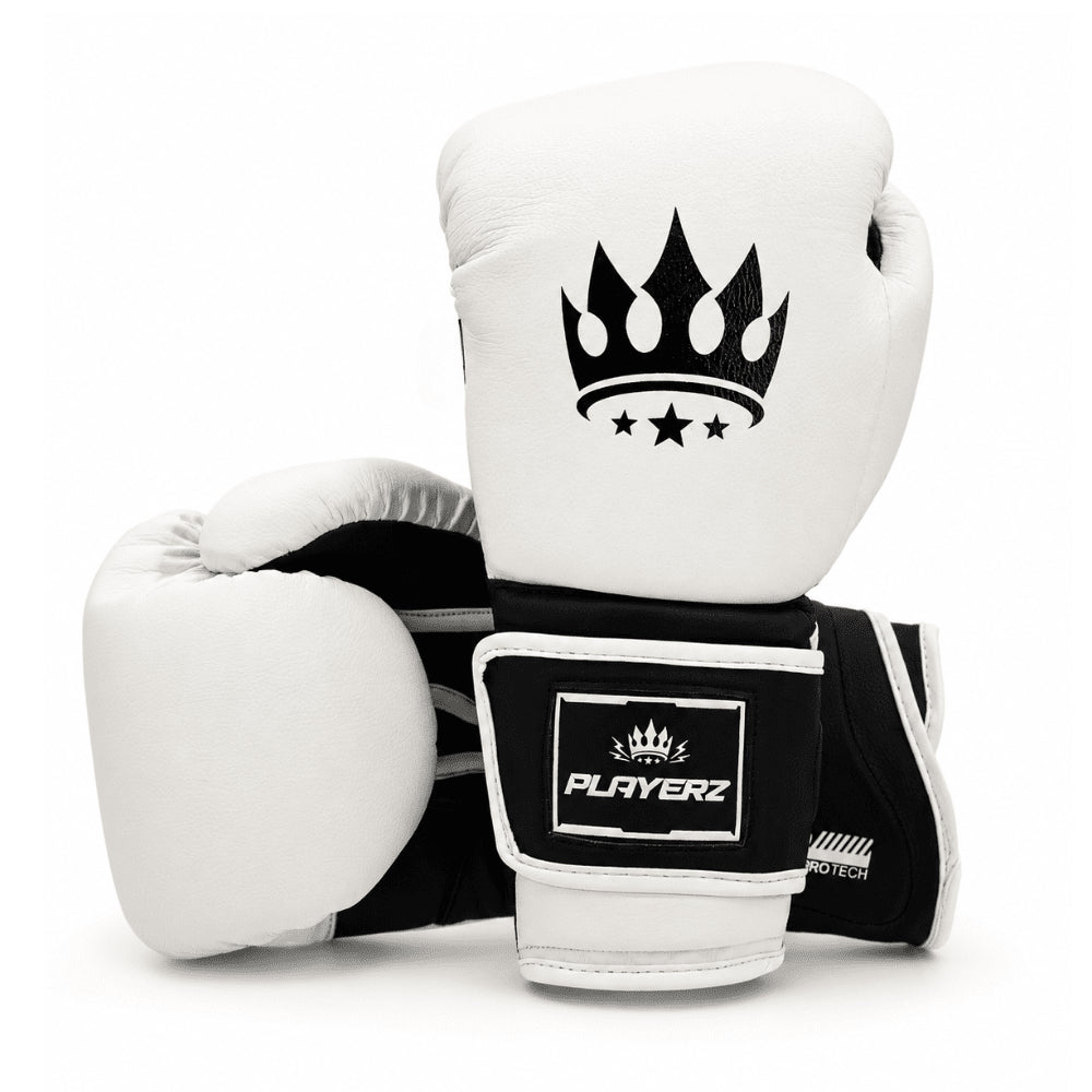 Playerz ProTech Boxing Gloves Velcro - White - Playerz Boxing