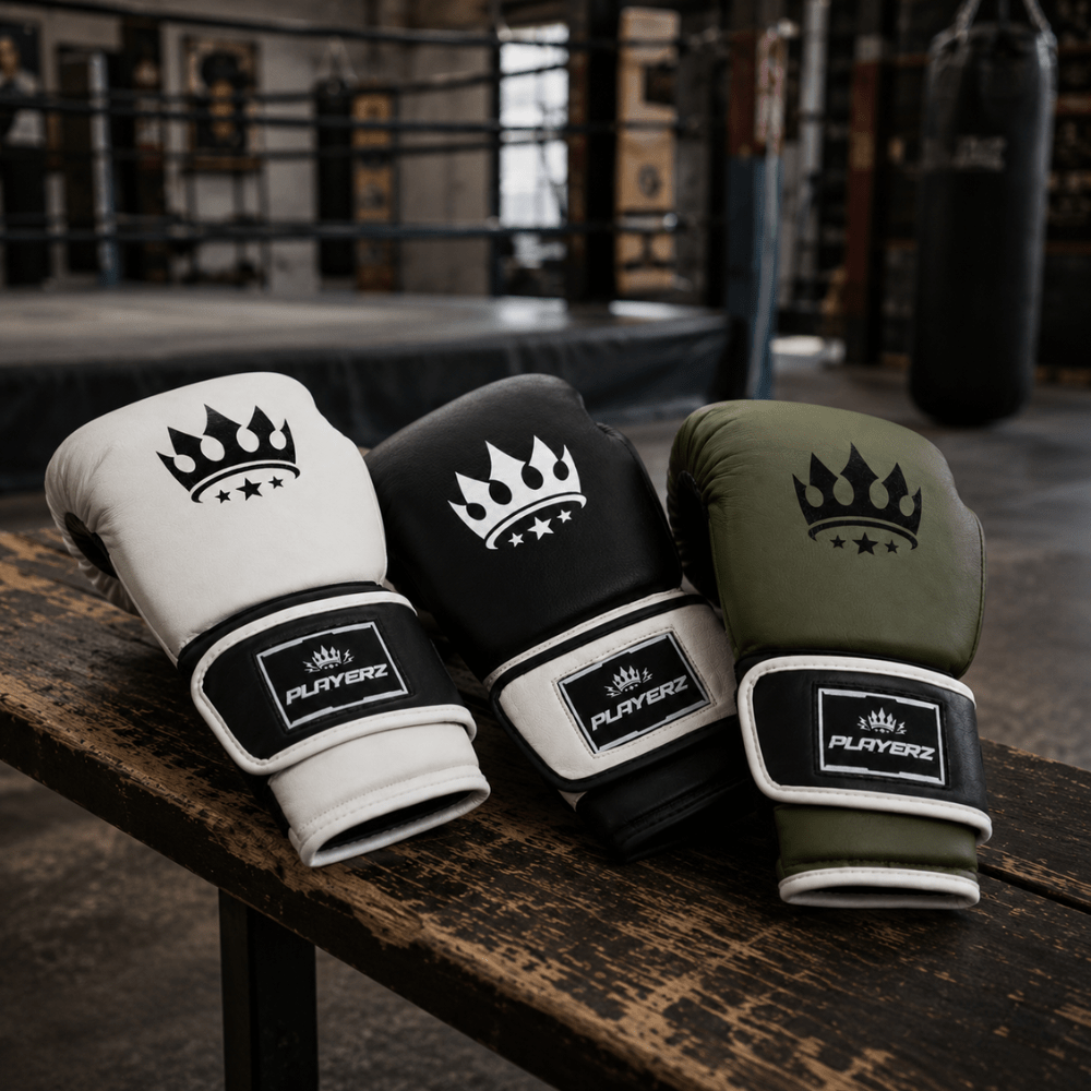 Playerz ProTech Boxing Gloves Velcro - White - Playerz Boxing