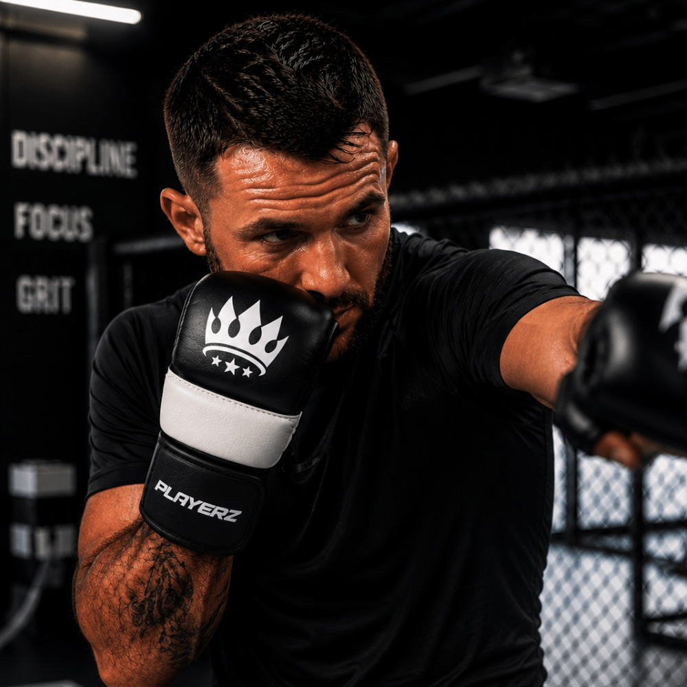 Playerz ProTech MMA Gloves - Black/White - Playerz Boxing