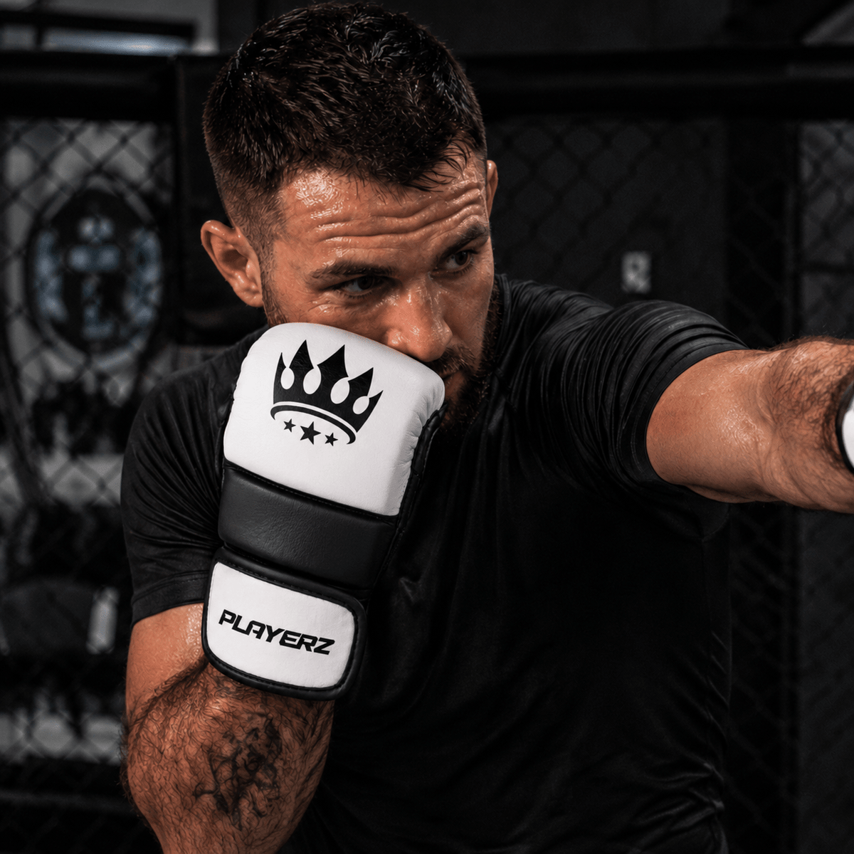 Playerz ProTech MMA Gloves - White/Black - Playerz Boxing