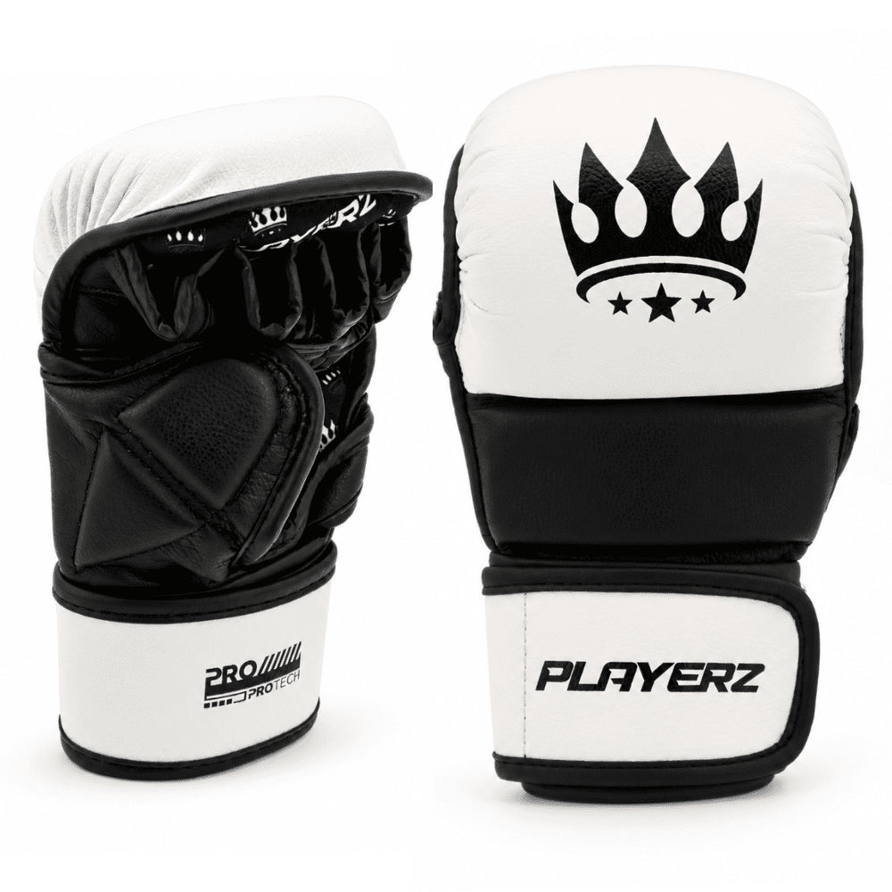 Playerz ProTech MMA Gloves - White/Black - Playerz Boxing