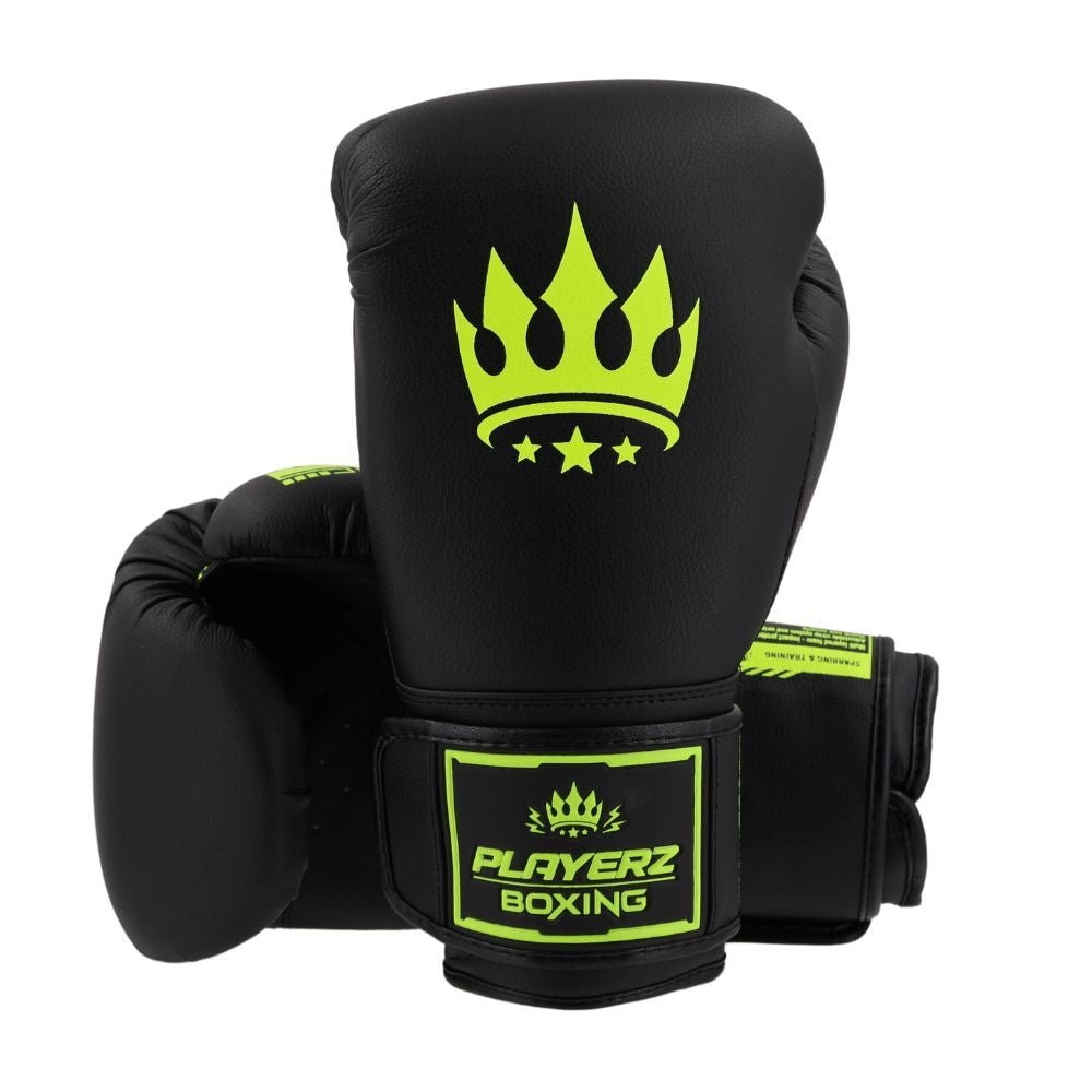 Playerz SparTech Boxing Gloves - Black/Neon - Playerz Boxing