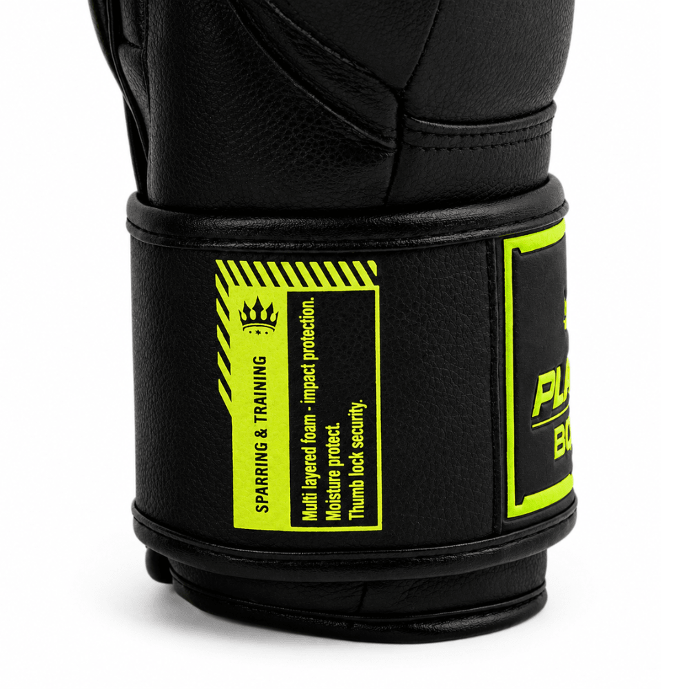 Playerz SparTech Boxing Gloves - Black/Neon - Playerz Boxing
