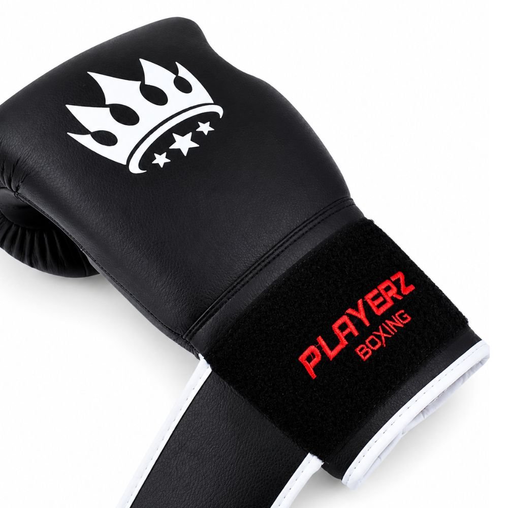 Playerz SparTech Boxing Gloves - Black/White - Playerz Boxing