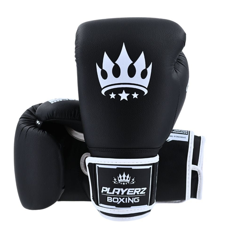 Playerz SparTech Boxing Gloves - Black/White - Playerz Boxing