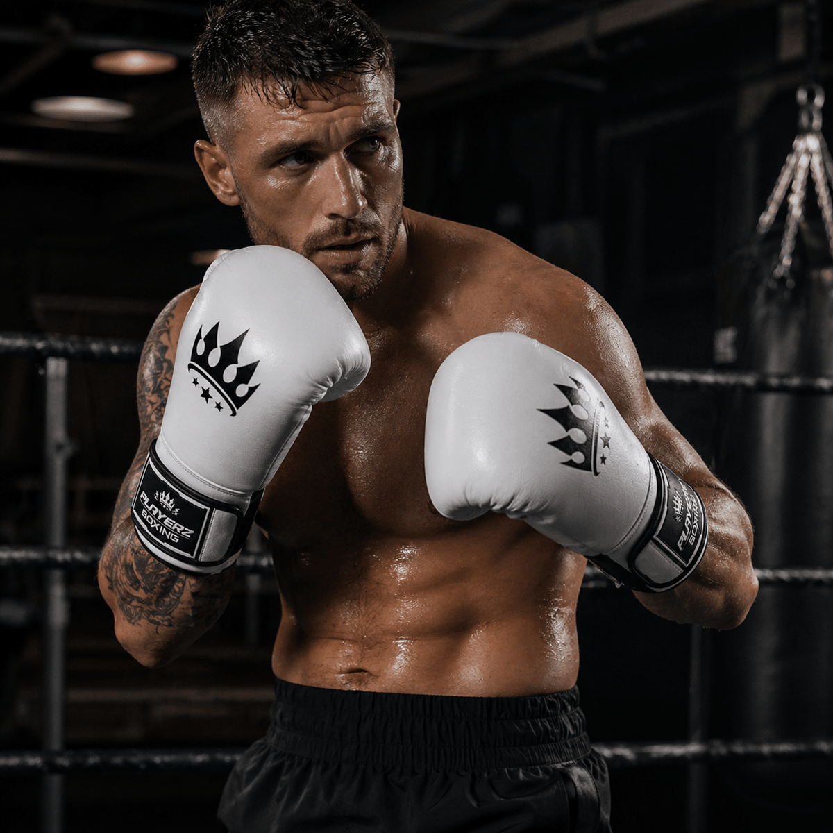 Playerz SparTech Boxing Gloves - White/Black - Playerz Boxing