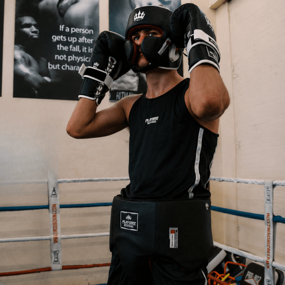 Playerz SparTech Groin Guard - Black/White - Playerz Boxing