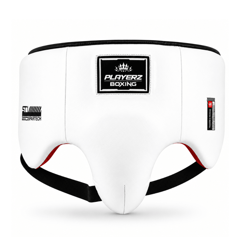 Playerz SparTech Groin Guard - White/Black - Playerz Boxing