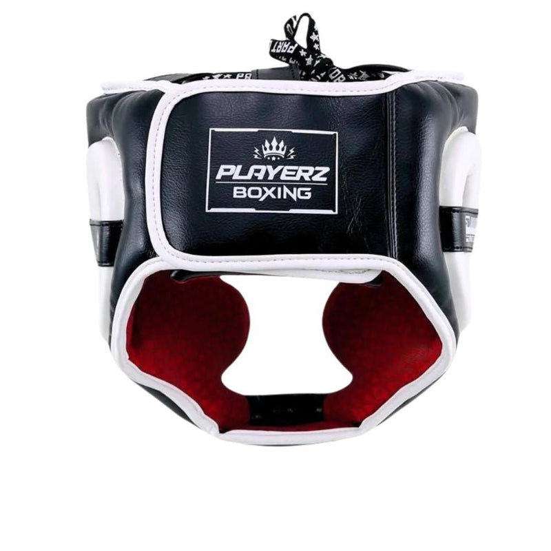 Playerz SparTech Head Guard - Black/White - Playerz Boxing