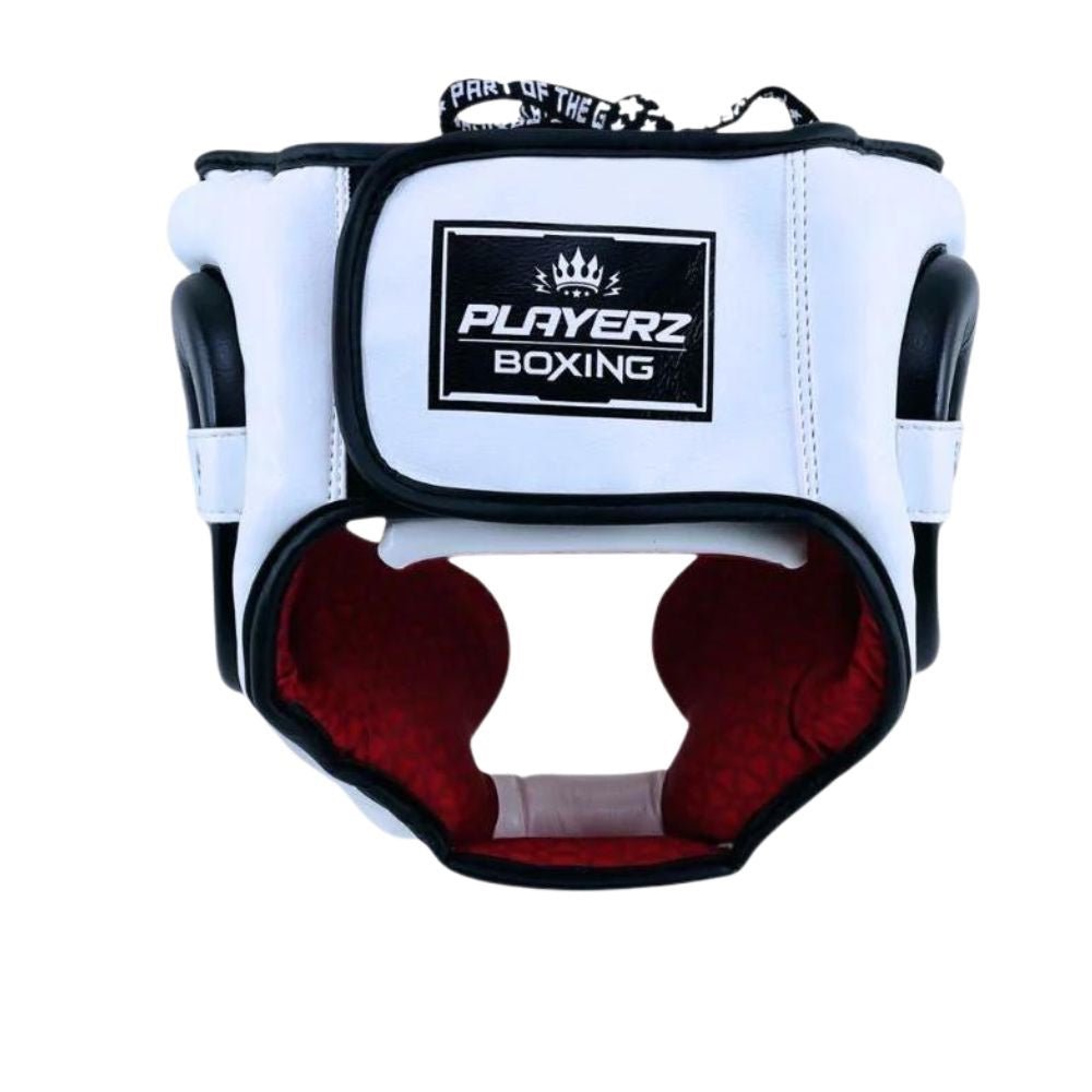 Playerz SparTech Head Guard - White/Black - Playerz Boxing