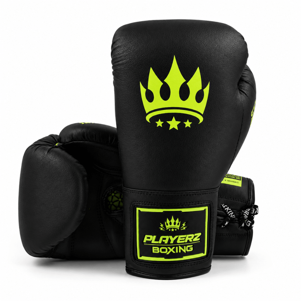 Playerz SparTech Lace Boxing Gloves - Black/Neon - Playerz Boxing