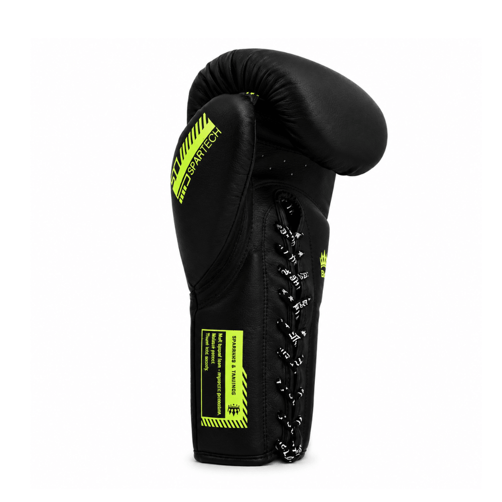 Playerz SparTech Lace Boxing Gloves - Black/Neon - Playerz Boxing