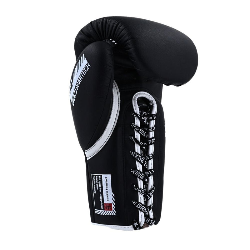 Playerz SparTech Lace Boxing Gloves - Black/White - Playerz Boxing