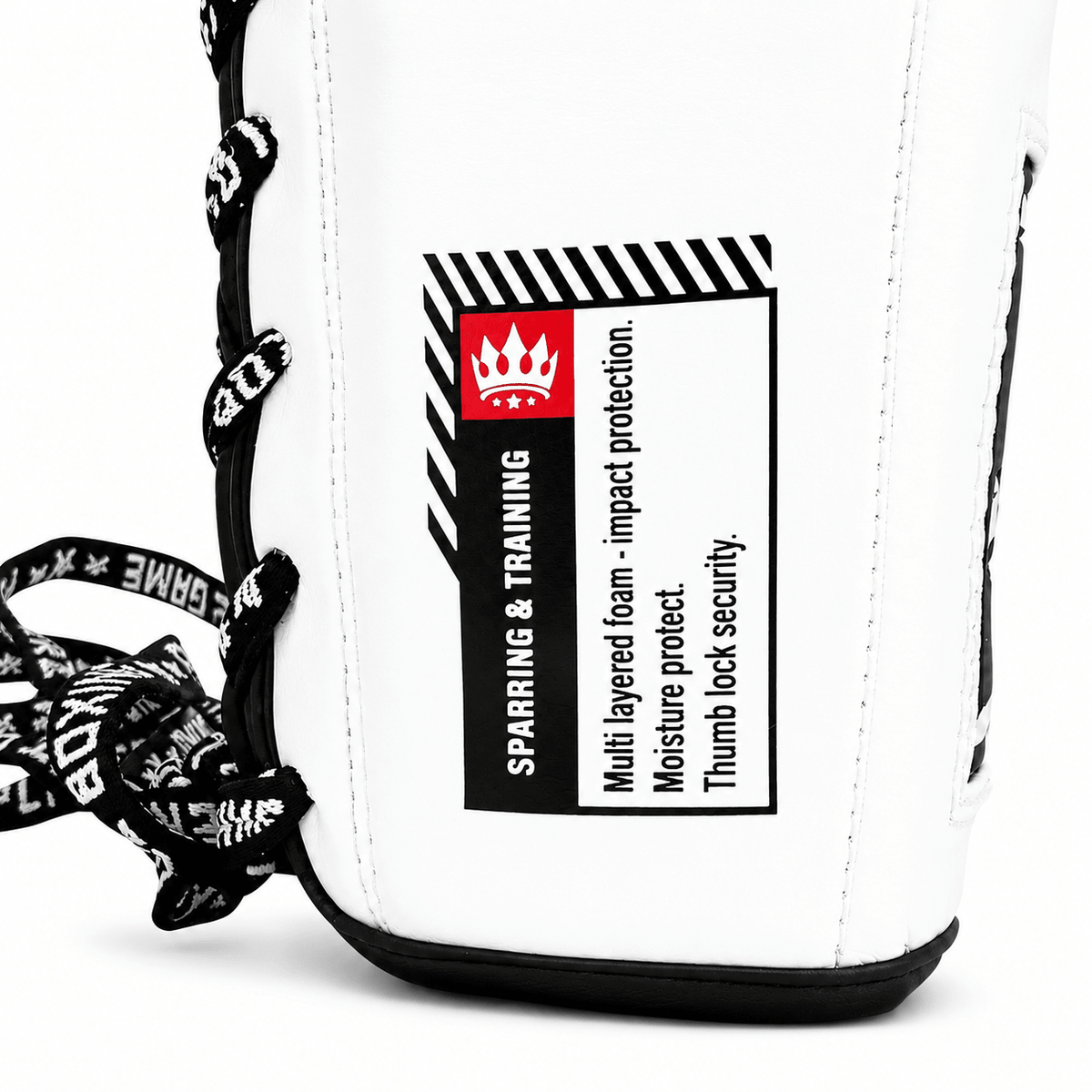 Playerz SparTech Lace Boxing Gloves - White/Black - Playerz Boxing