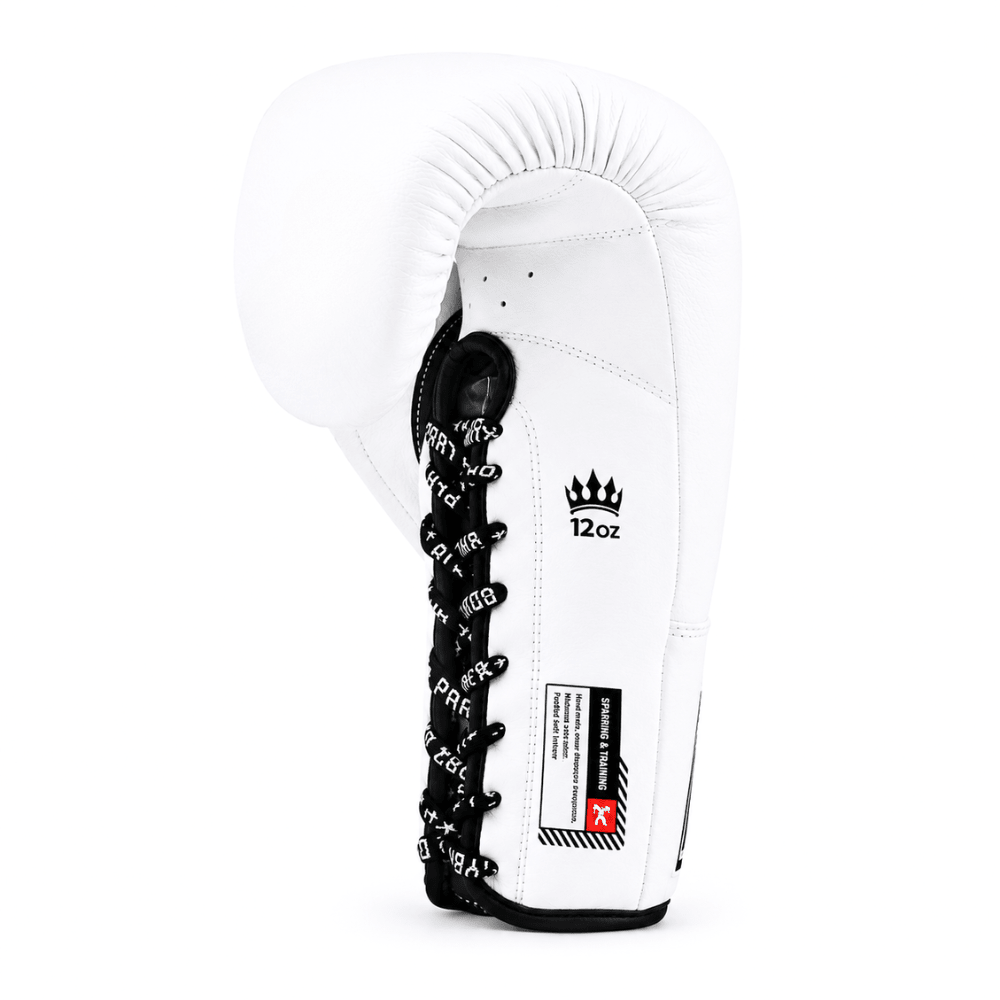 Playerz SparTech Lace Boxing Gloves - White/Black - Playerz Boxing