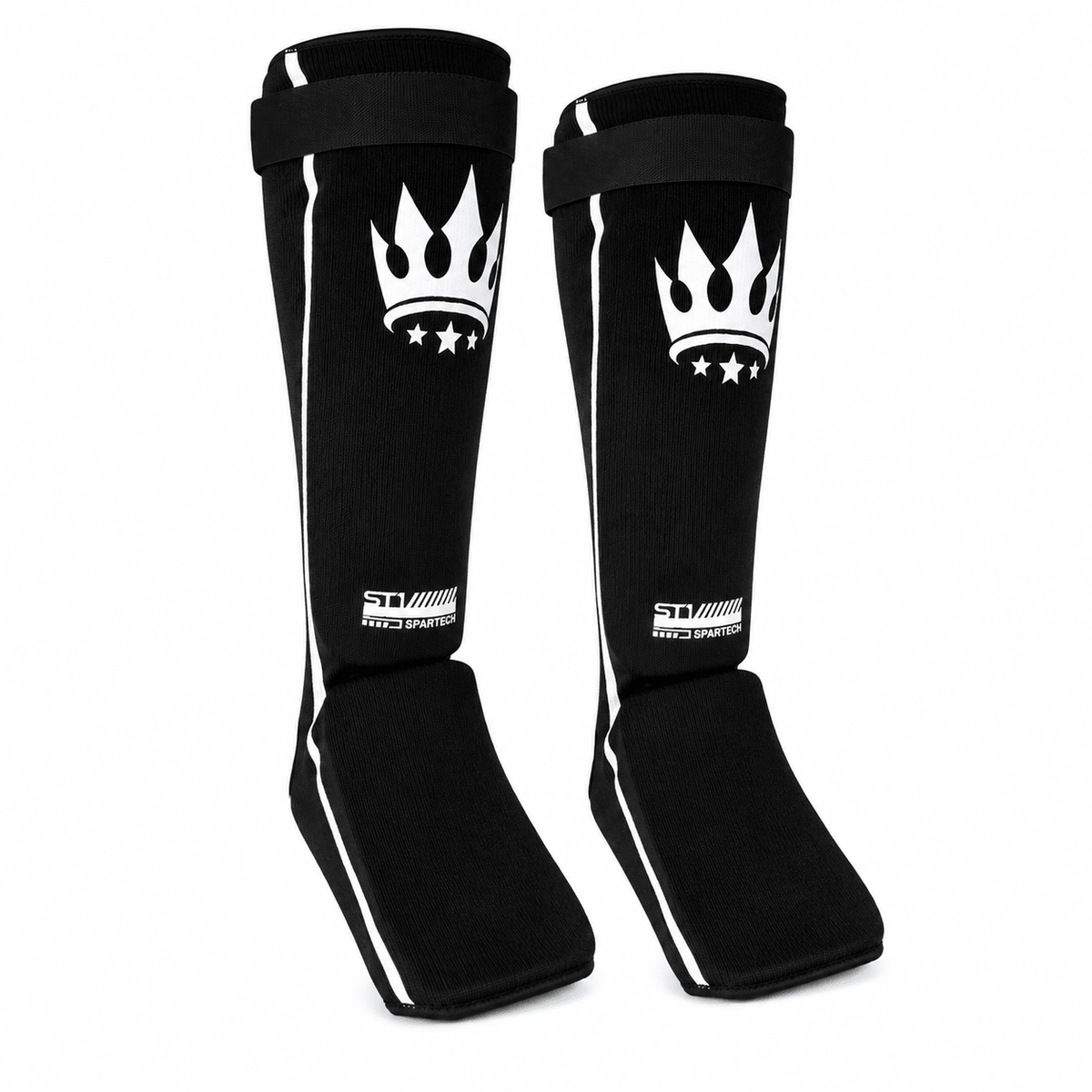 Playerz Spartech Lightweight Cotton Shin Guards - Black/White - Adult & Kids - Playerz Boxing
