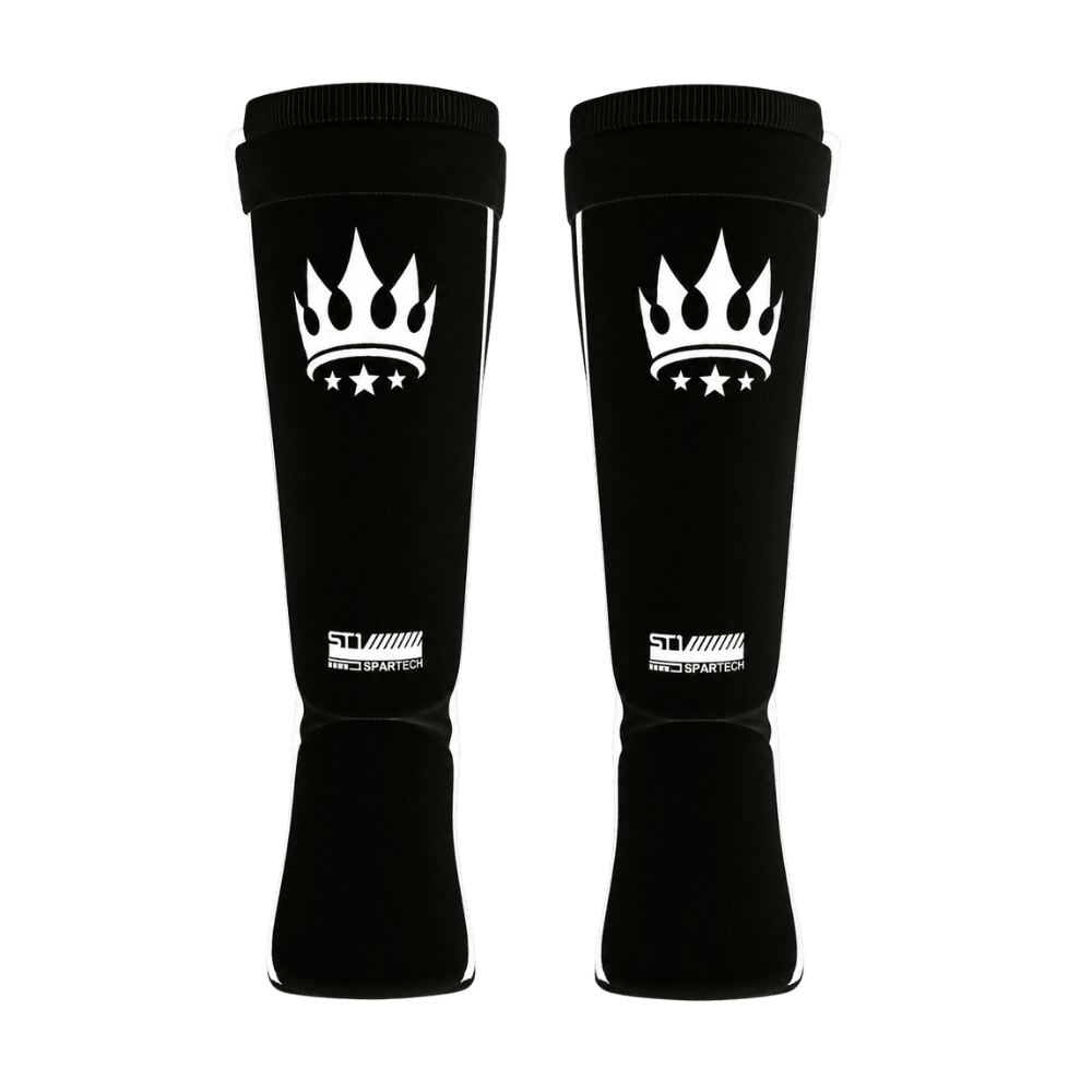 Playerz Spartech Lightweight Cotton Shin Guards - Black/White - Adult & Kids - Playerz Boxing