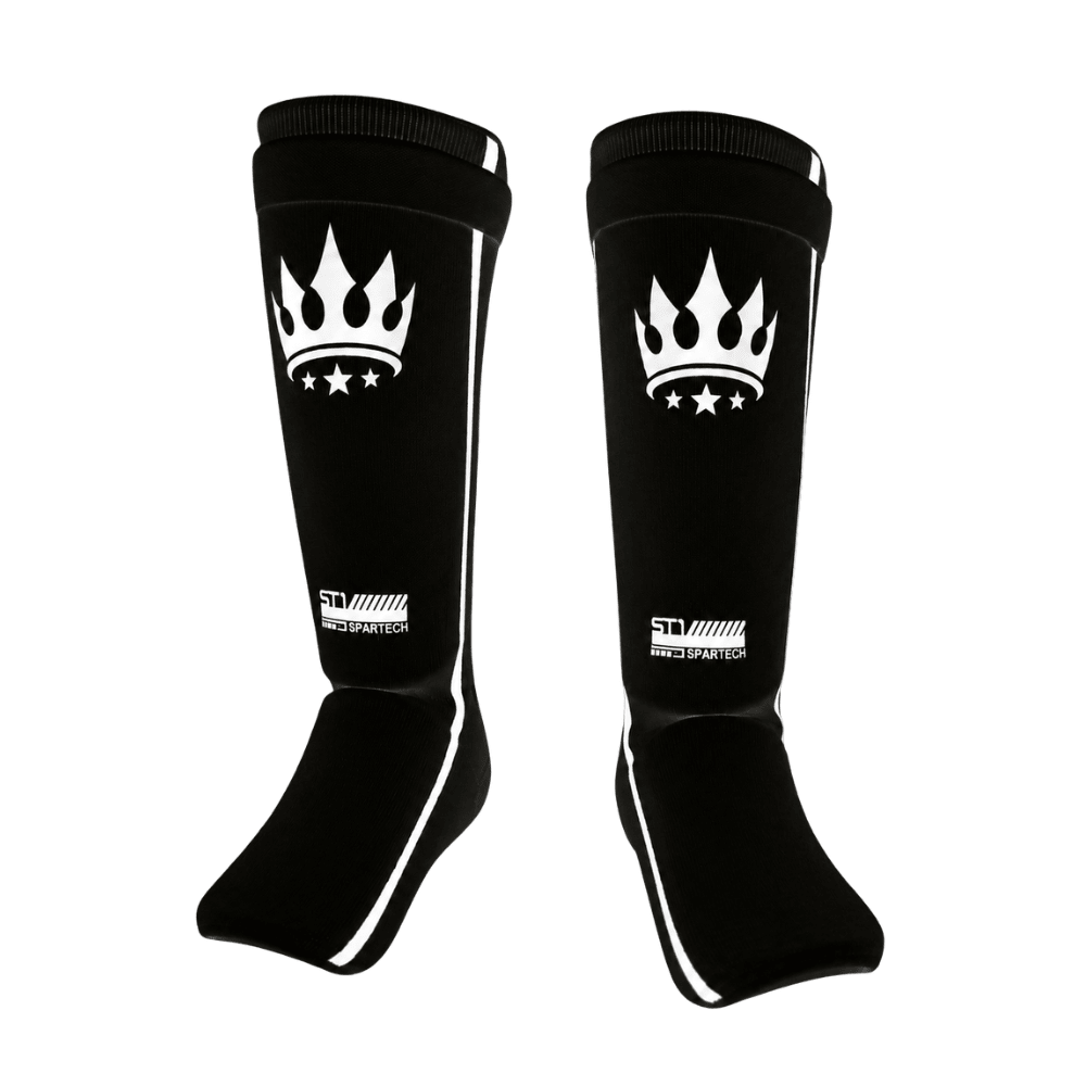 Playerz Spartech Lightweight Cotton Shin Guards - Black/White - Adult & Kids - Playerz Boxing