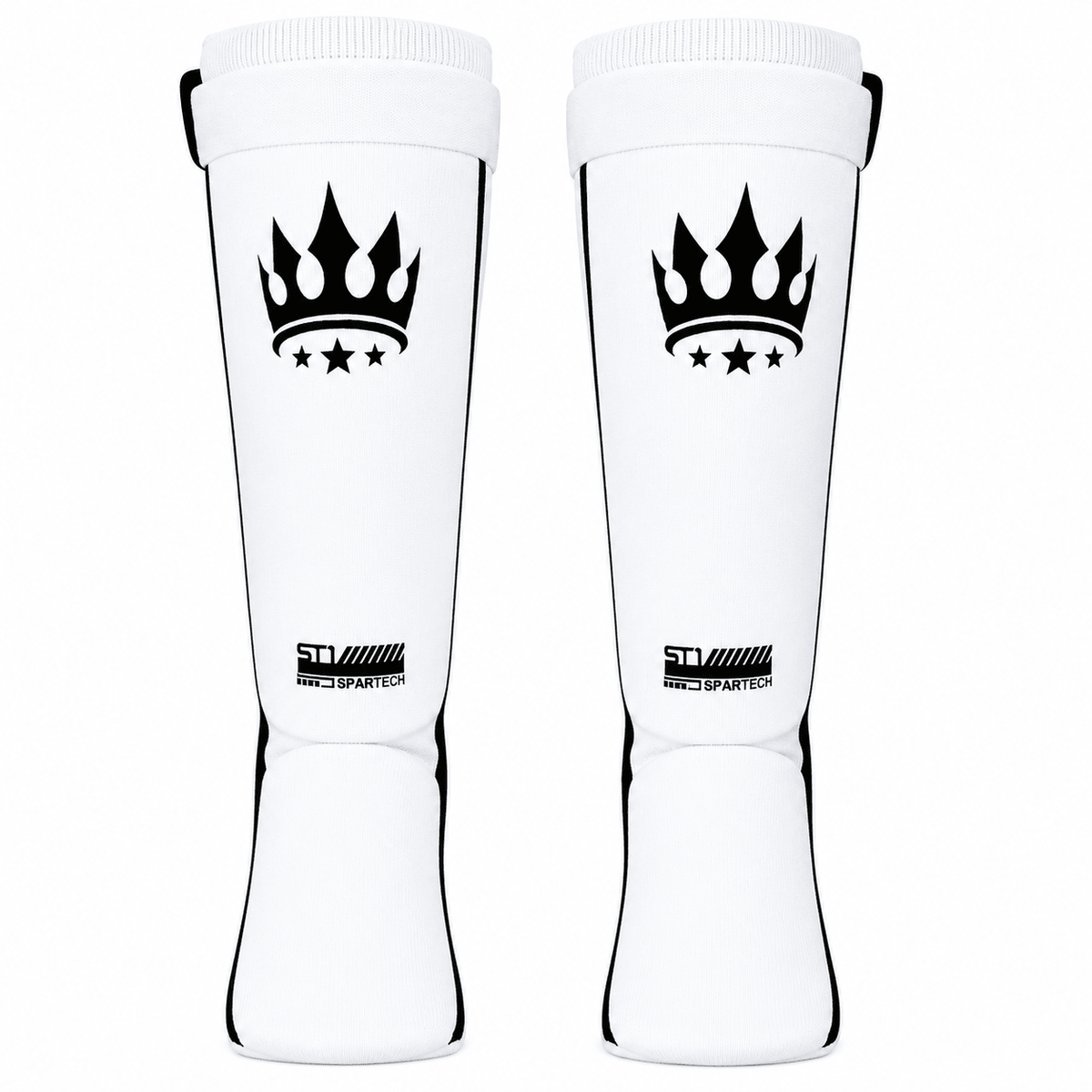 Playerz Spartech Lightweight Cotton Shin Guards - White/Black - Adult & Kids - Playerz Boxing