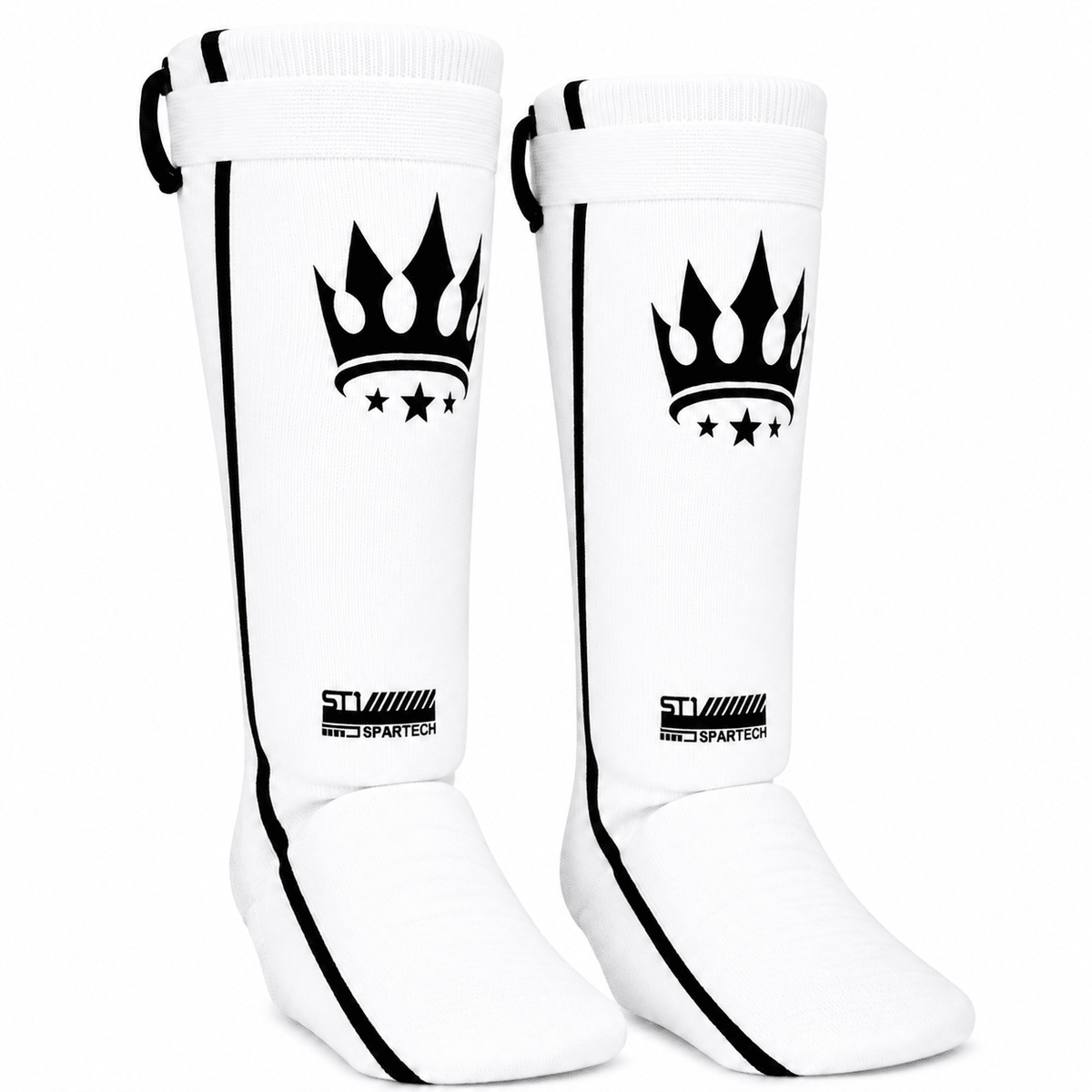 Playerz Spartech Lightweight Cotton Shin Guards - White/Black - Adult & Kids - Playerz Boxing