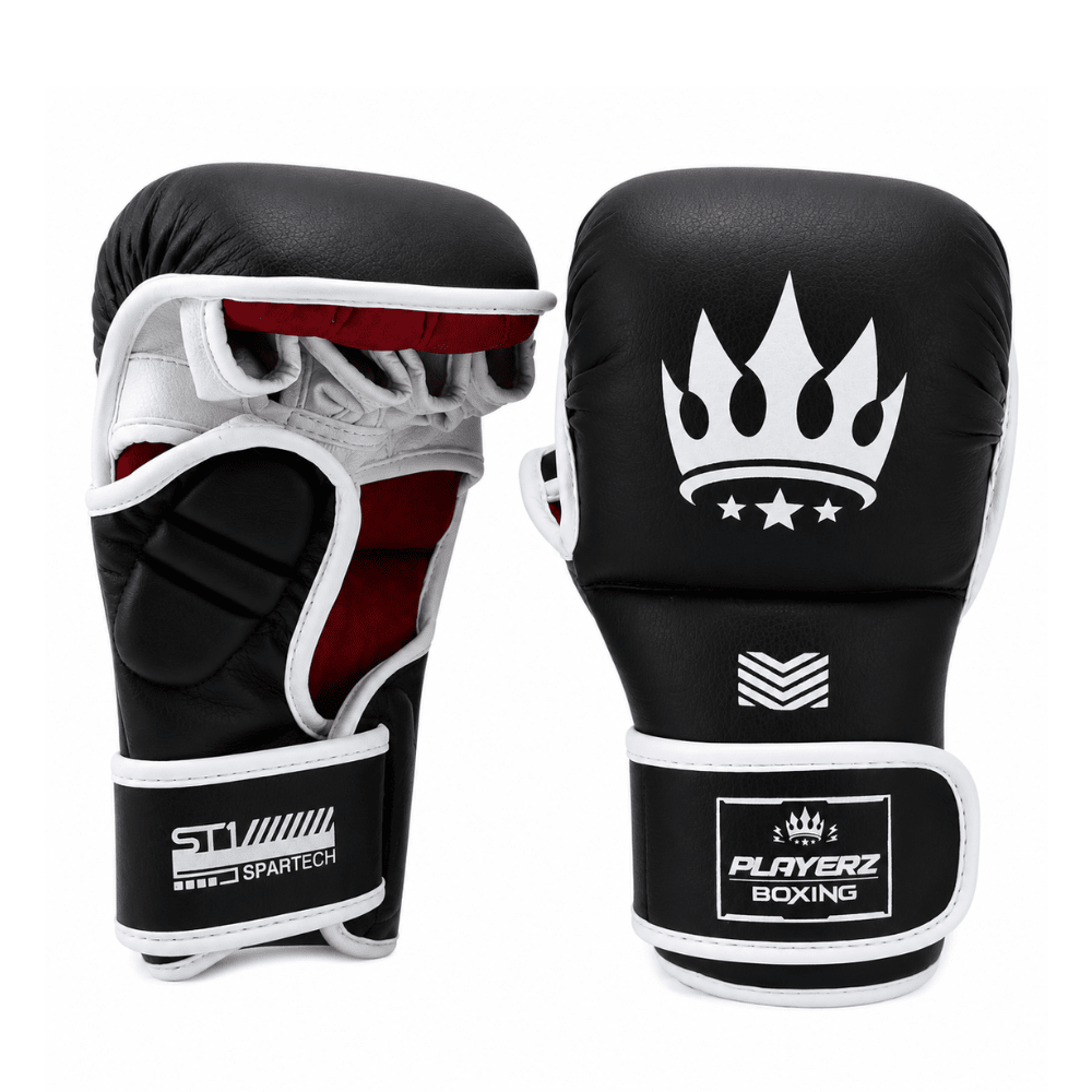 Playerz SparTech MMA Sparring Gloves - Black/White - Playerz Boxing