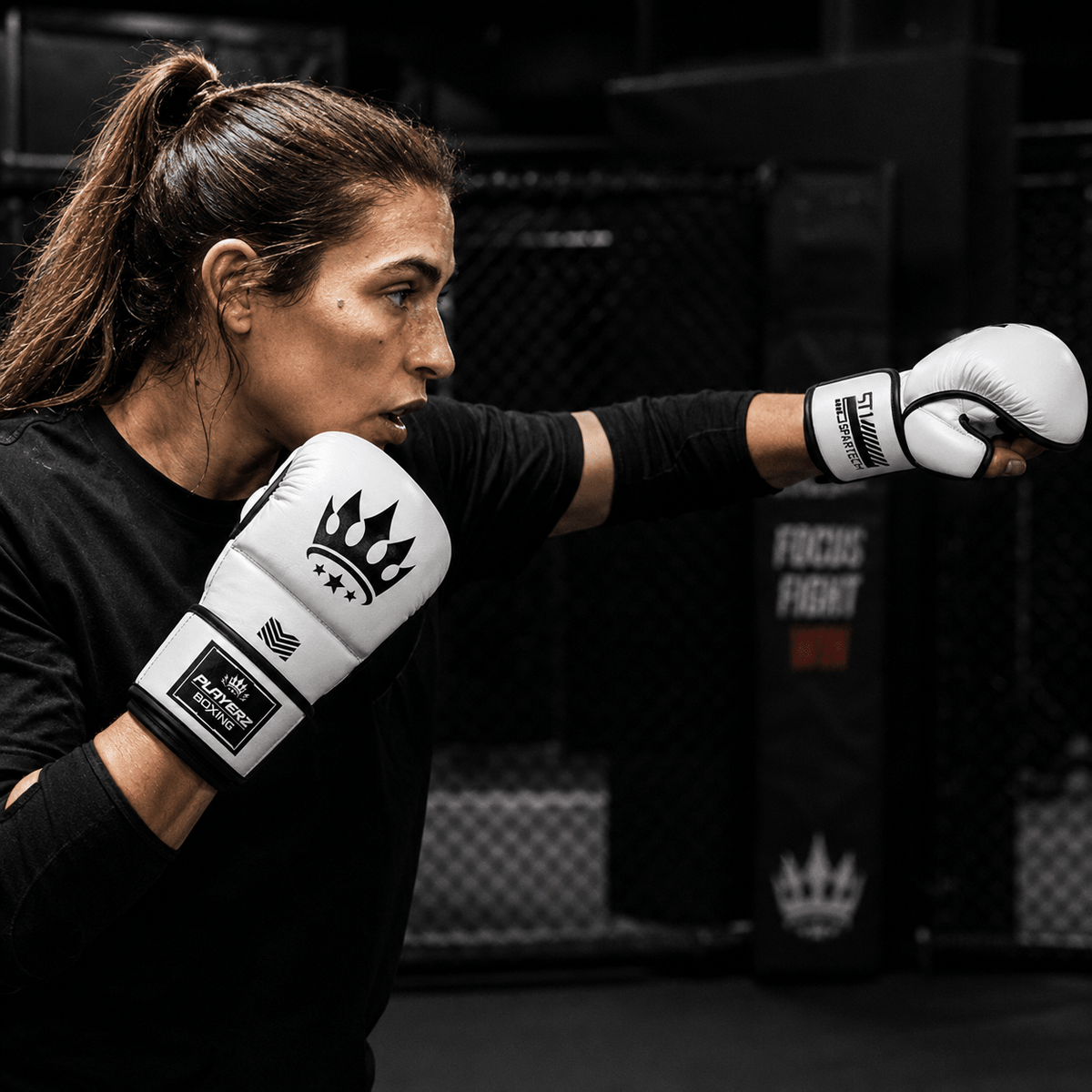 Playerz SparTech MMA Sparring Gloves - White/Black - Playerz Boxing