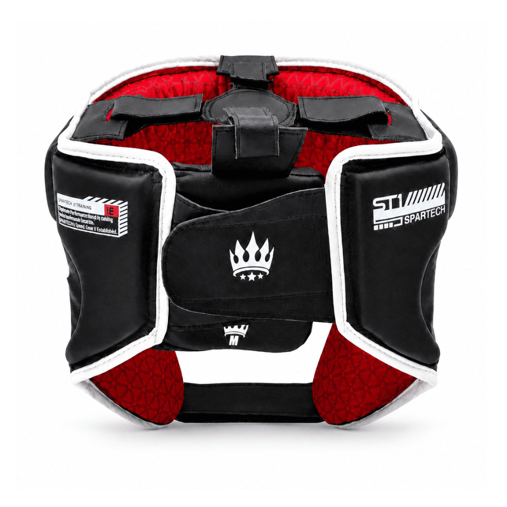 Playerz SparTech Open Face Head Guard - Black/White - Playerz Boxing