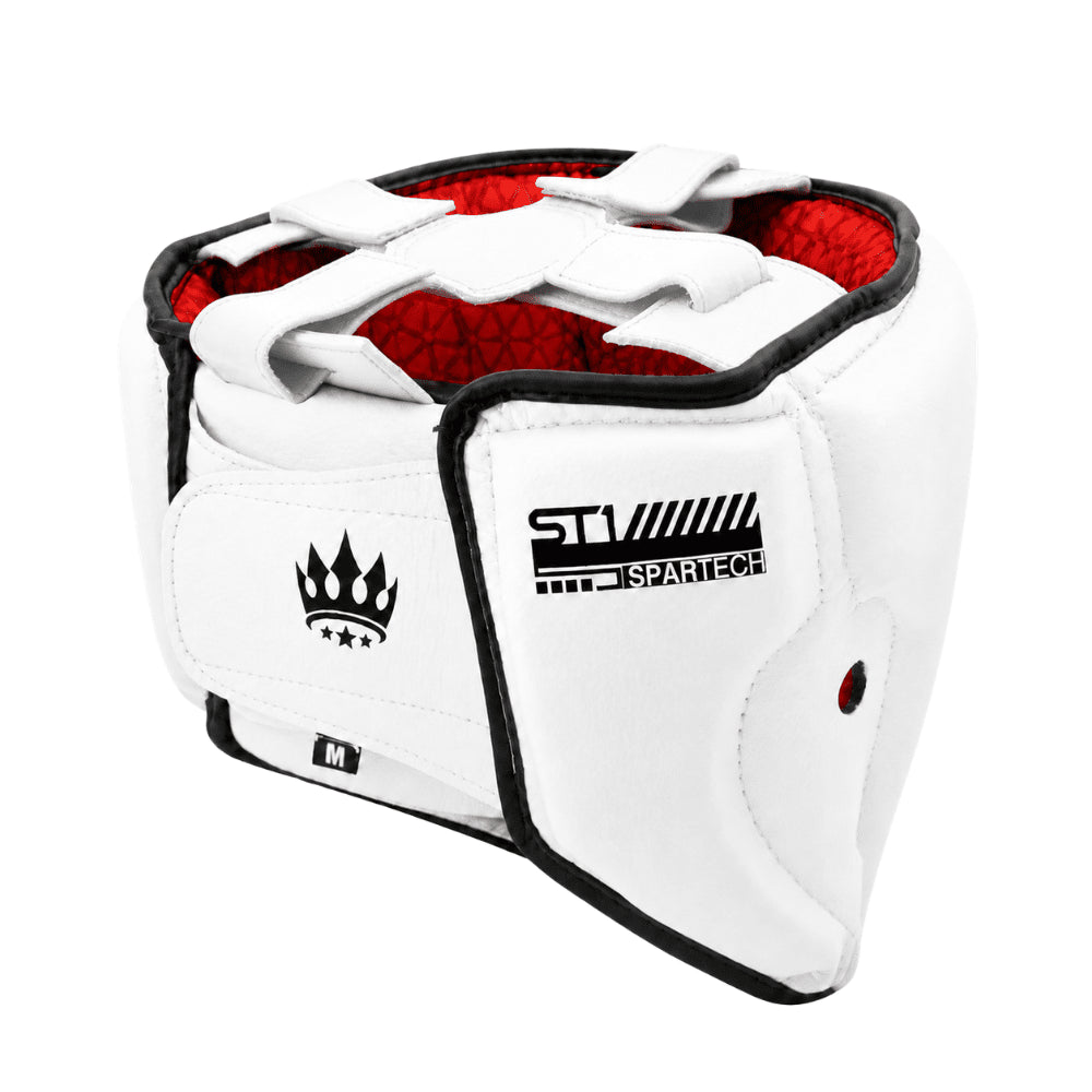 Playerz SparTech Open Face Head Guard - White/Black - Playerz Boxing