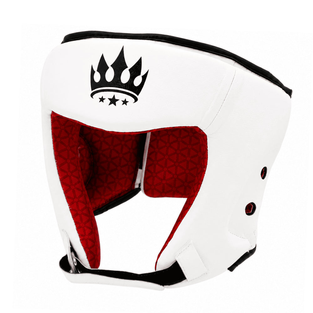 Playerz SparTech Open Face Head Guard - White/Black - Playerz Boxing