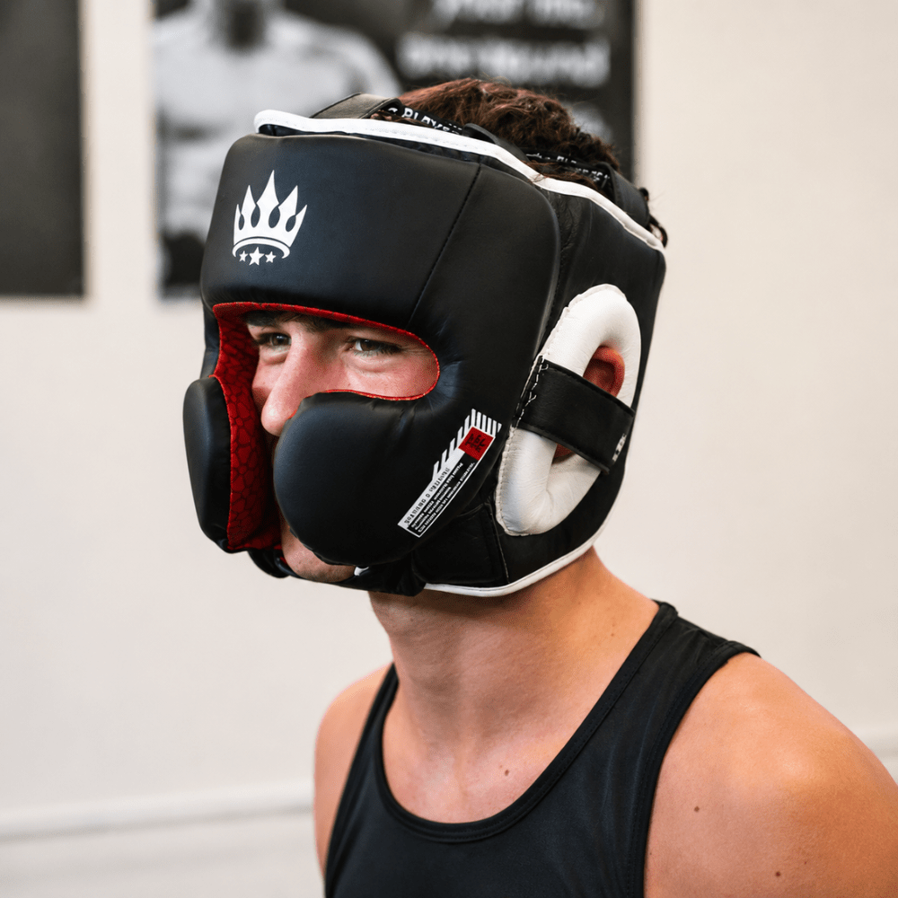 Playerz SparTech Pro Head Guard - Black/White - Playerz Boxing
