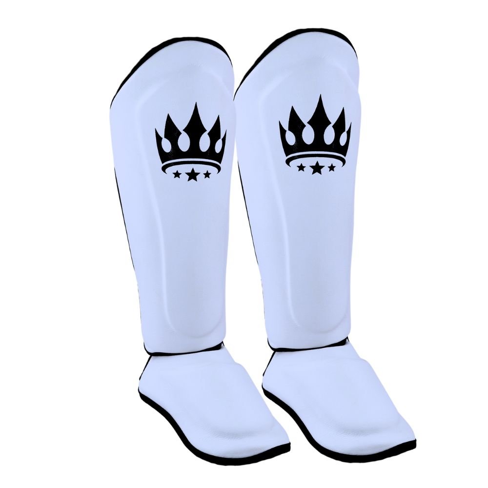 Playerz SparTech Shin Guards - White/Black - Playerz Boxing